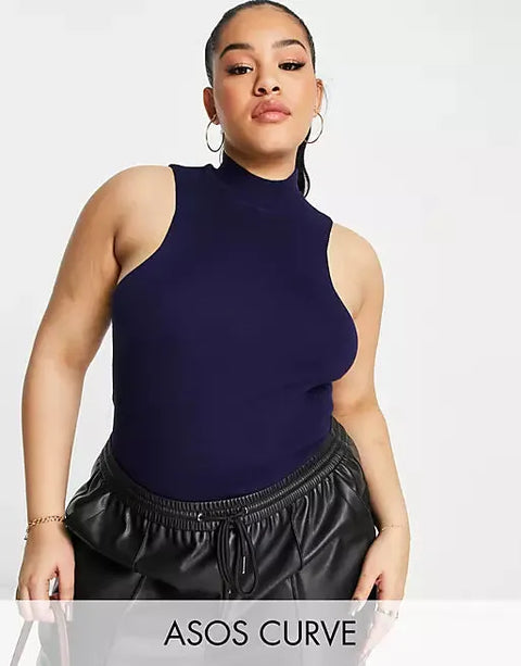 Asos Design Women's Navy Blue Bodysuit ANF673