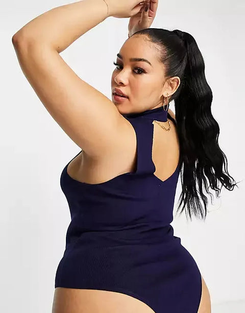 Asos Design Women's Navy Blue Bodysuit ANF673