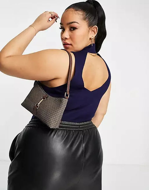 Asos Design Women's Navy Blue Bodysuit ANF673
