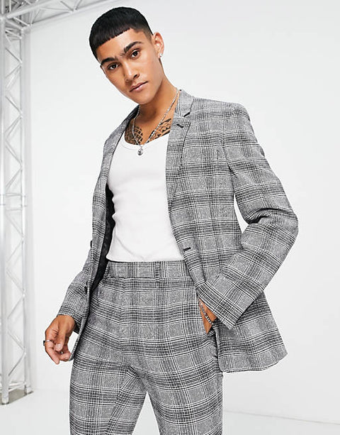 ASOS DESIGN  Men's Gray Blazer 102178381 AMFJ111 R16 SHR