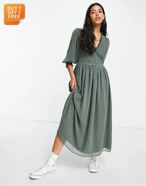Asos Design Women's Khaki Dress ANF829