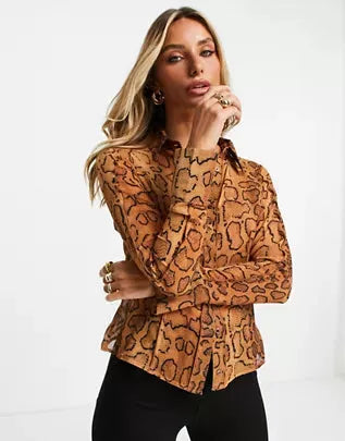 ASOS DESIGN Women's Brown Shirt ANF1598