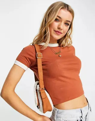 Asos Design  Women's Brown T-Shirt ANF1221