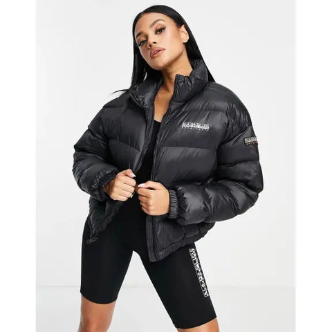 Napapijri Women's  Black Box Cropped Puffer Jacket | Napapijri In Lebanon