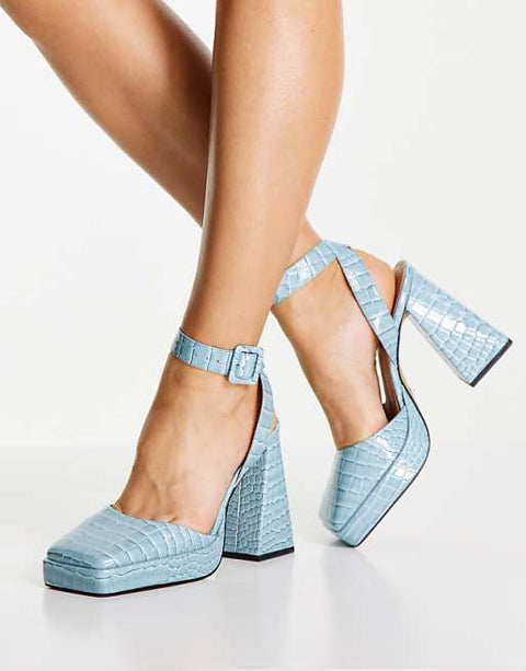 Topshop Women's Blue Platform Heels ANS821