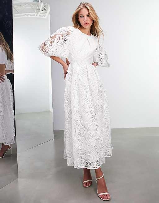 Asos Design Women's White Avery Lace Wedding Dress ANF2853