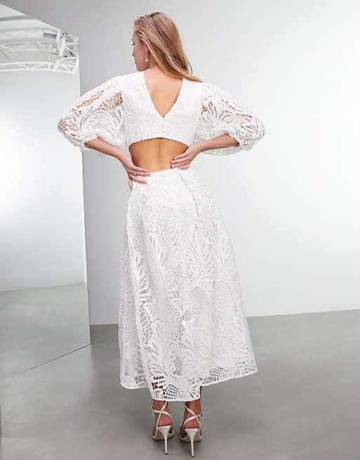 Asos Design Women's White Avery Lace Wedding Dress ANF2853