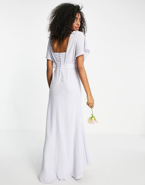 Asos Design Women's Blue Short-Sleeve Satin Dress ANF2677