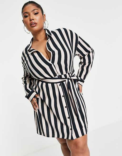 Asos Design Women's Beige & Black Curve Dress ANF2716