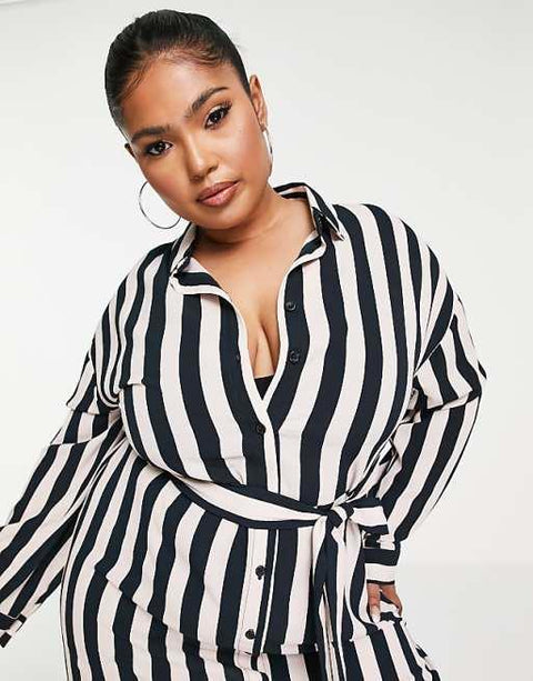Asos Design Women's Beige & Black Curve Dress ANF2716