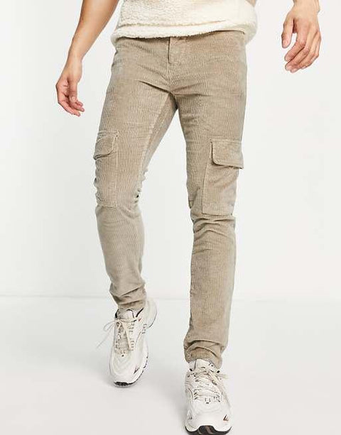 Asos Design Men's Dark Beige Cargo Trouser ANF2362