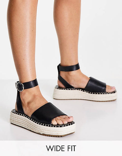 Asos Design Women's Black Wide Fit Sandal ANS390 (Shoes27,53,54) shr