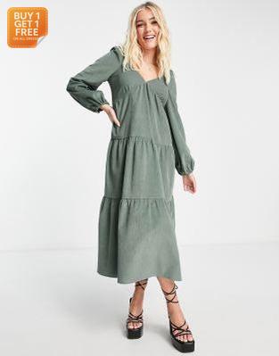Asos Design Women's Khaki Babydoll Dress ANF2682