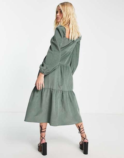 Asos Design Women's Khaki Babydoll Dress ANF2682