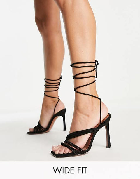 Asos Design Women's Black Tie Leg Heels ANS883