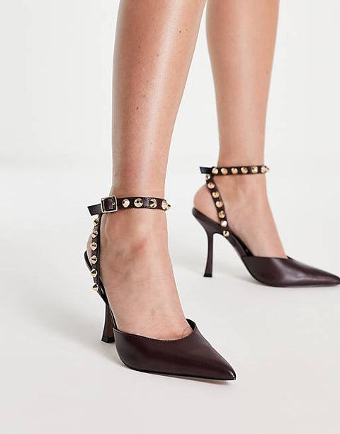 ASOS Design  Women's Burgundy  Heel ANS212 (Shoes,59,10)shr