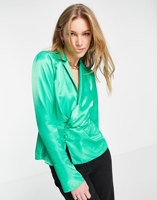 Asos Design Women's Green Long-Sleeve Shirt ANF3342