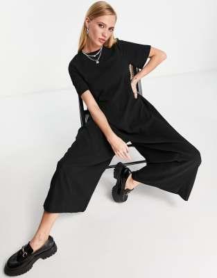 Asos Design Women's Black Short-Sleeve Jumpsuit ANF3340
