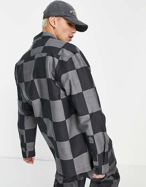 Collusion Men's Grey Checkerboard Oversized Jacket ANF3341