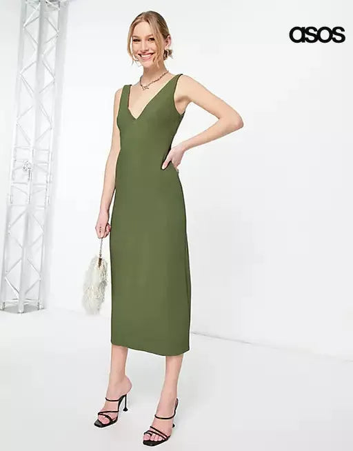 Asos Design Women's Khaki Dress ANF1958