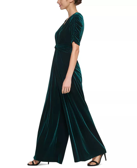 Vince Camuto Women's Dark Green Velvet Twist-Front Jumpsuits | Vince Camuto In Lebanon