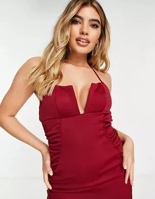 Asos Design Women's Burgundy Dress ANF777
