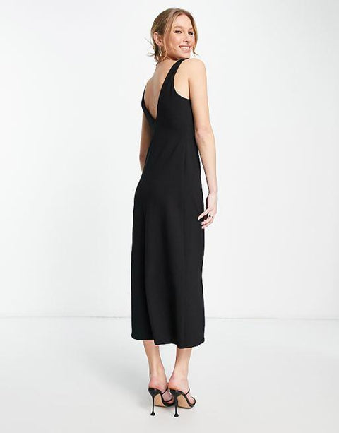 Asos Design Women's Black Bias Cut Plunge Dress ANF2712