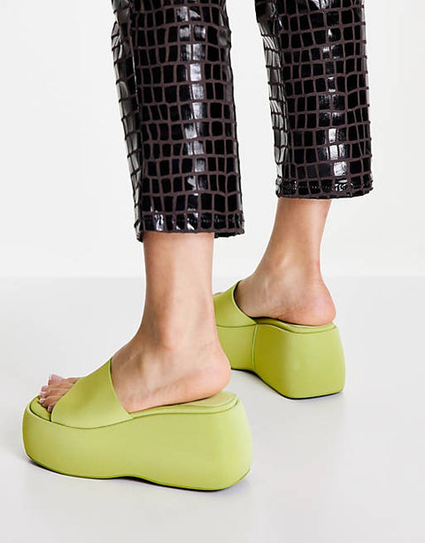 Topshop Women's Lime Green Slipper ANS227 (Shoes51) shr