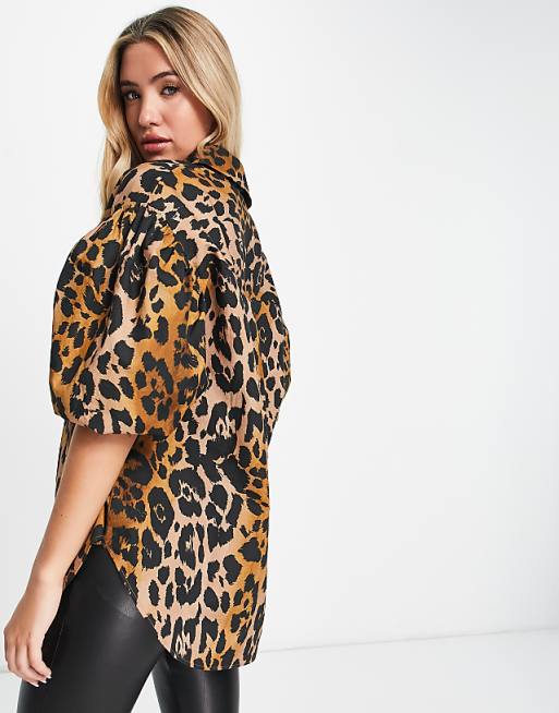 Asos Design Women's Tiger Volume-Sleeve Shirts ANF2587