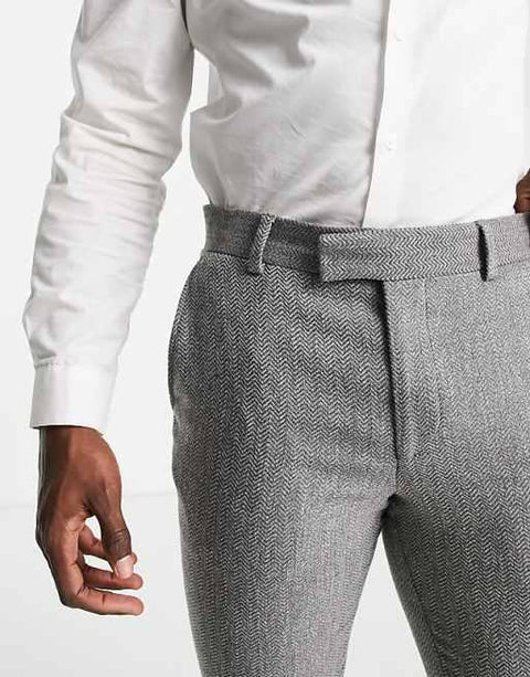 Asos Design Men's Grey Wool Suit Trouser ANF2308