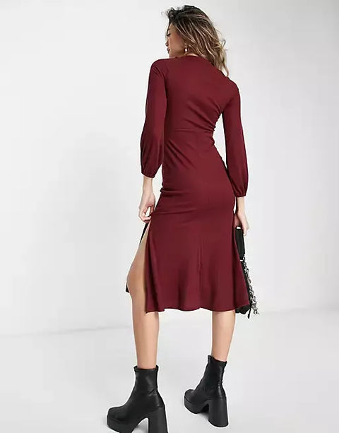 Topshop Women's Burgundy Dress ANF860