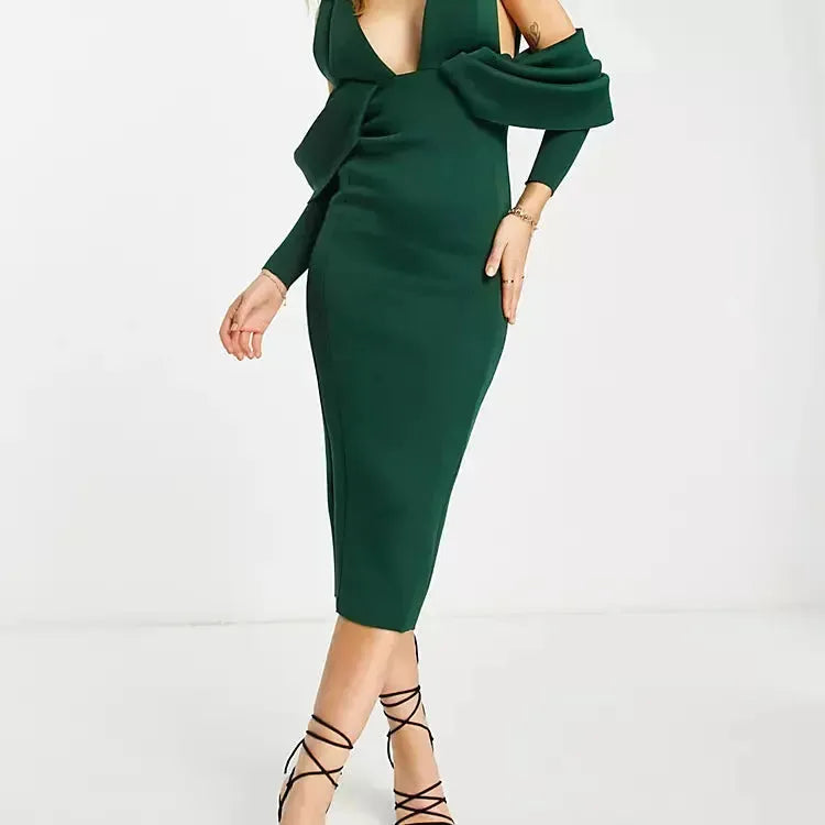 ASOS Design Women's Dark Green Dress ANF1820