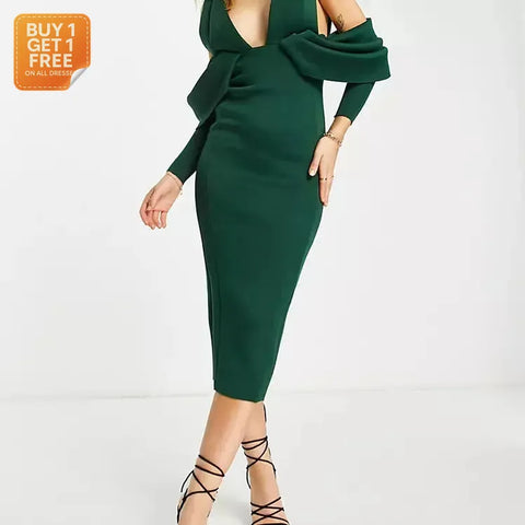 ASOS Design Women's Dark Green Dress ANF1820