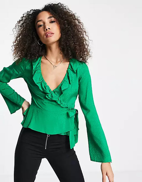 Topshop Women's Green Blouse ANF690