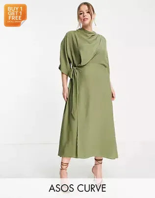 Asos Design Women's Khaki Dress ANF901