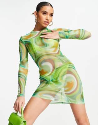 ASYOU Women's Multicolor Long-Sleeve Dress ANF3465
