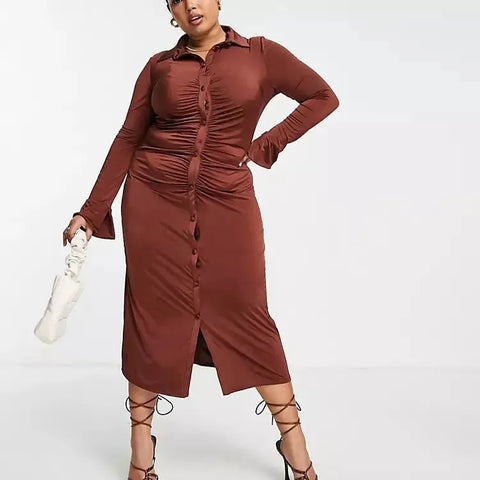 Asos Design Women's Brown  Dress ANF809