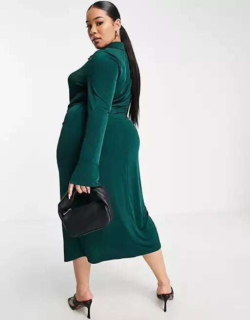 Asos Design Women's Dark Green Dress ANF821