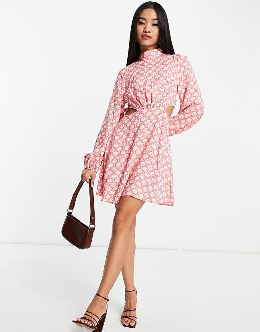 Miss Selfridge Women's Pink Geometric Print Mini Dress ANF3369