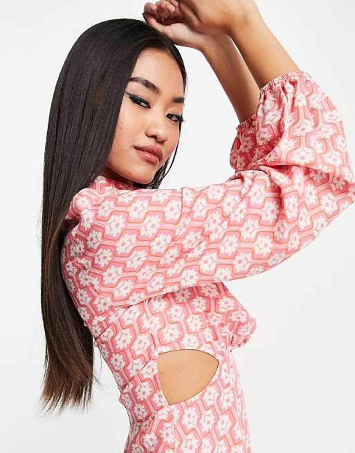 Miss Selfridge Women's Pink Geometric Print Mini Dress ANF3369