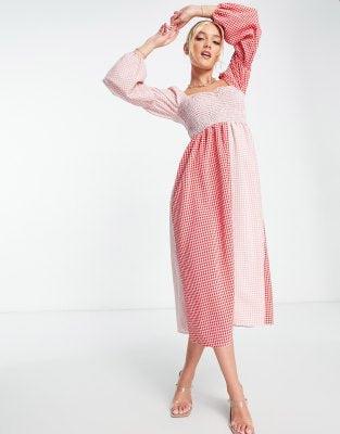 Miss Selfridge Women's Multicolor Sleeve Detail Midi Dress ANF3374