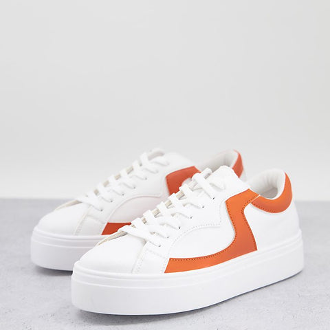 Topshop Women's Orange Lace Up Trainer  Sneakers ANS1027