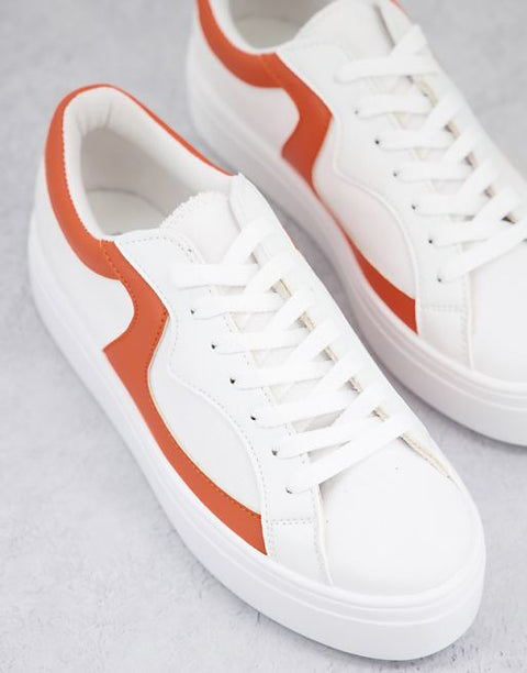 Topshop Women's Orange Lace Up Trainer  Sneakers ANS1027