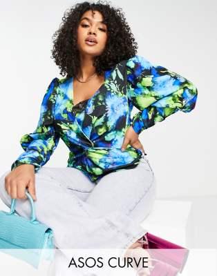 ASOS Design Women's Multicolor Stretch Blouse ANF3367