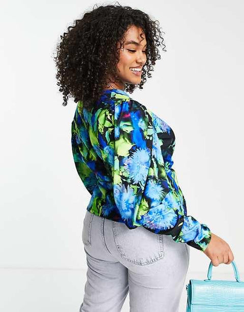 ASOS Design Women's Multicolor Stretch Blouse ANF3367