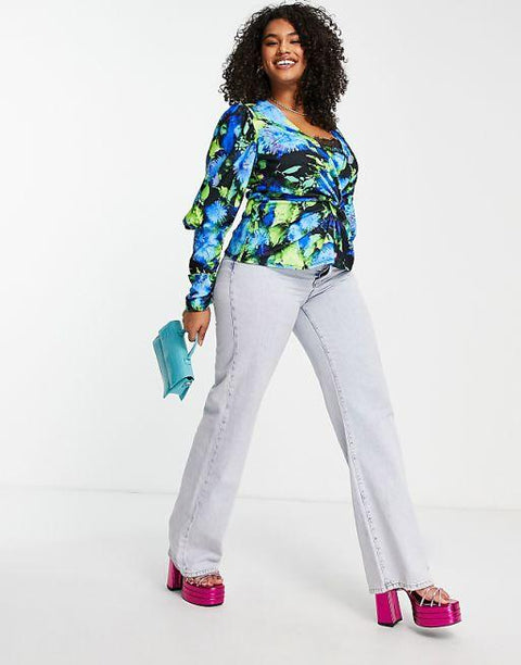 ASOS Design Women's Multicolor Stretch Blouse ANF3367
