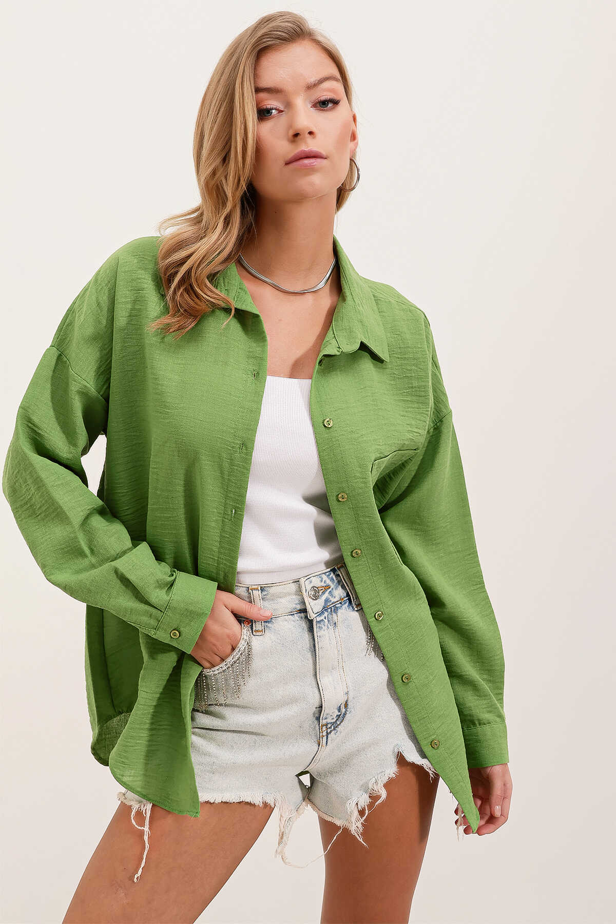 Big Dart Women's Light Green Long Sleeve Shirt | Big Dart In Lebanon