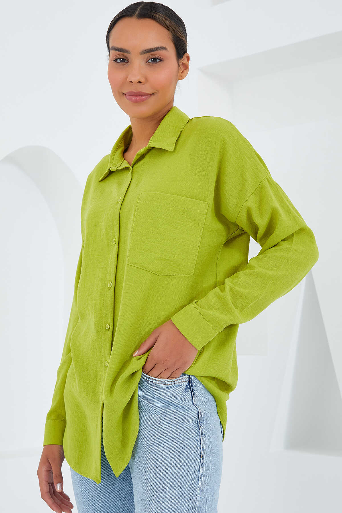 Big Dart Women's Light Green Long Sleeve Shirt | Big Dart In Lebanon