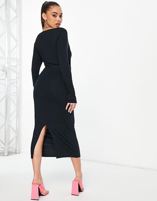 Asos Design Women's Black Bodycon Lace Bust Panel Dress ANF2714