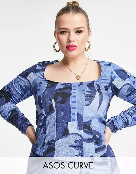 Asos Design Women's Blue Blouse ANF731